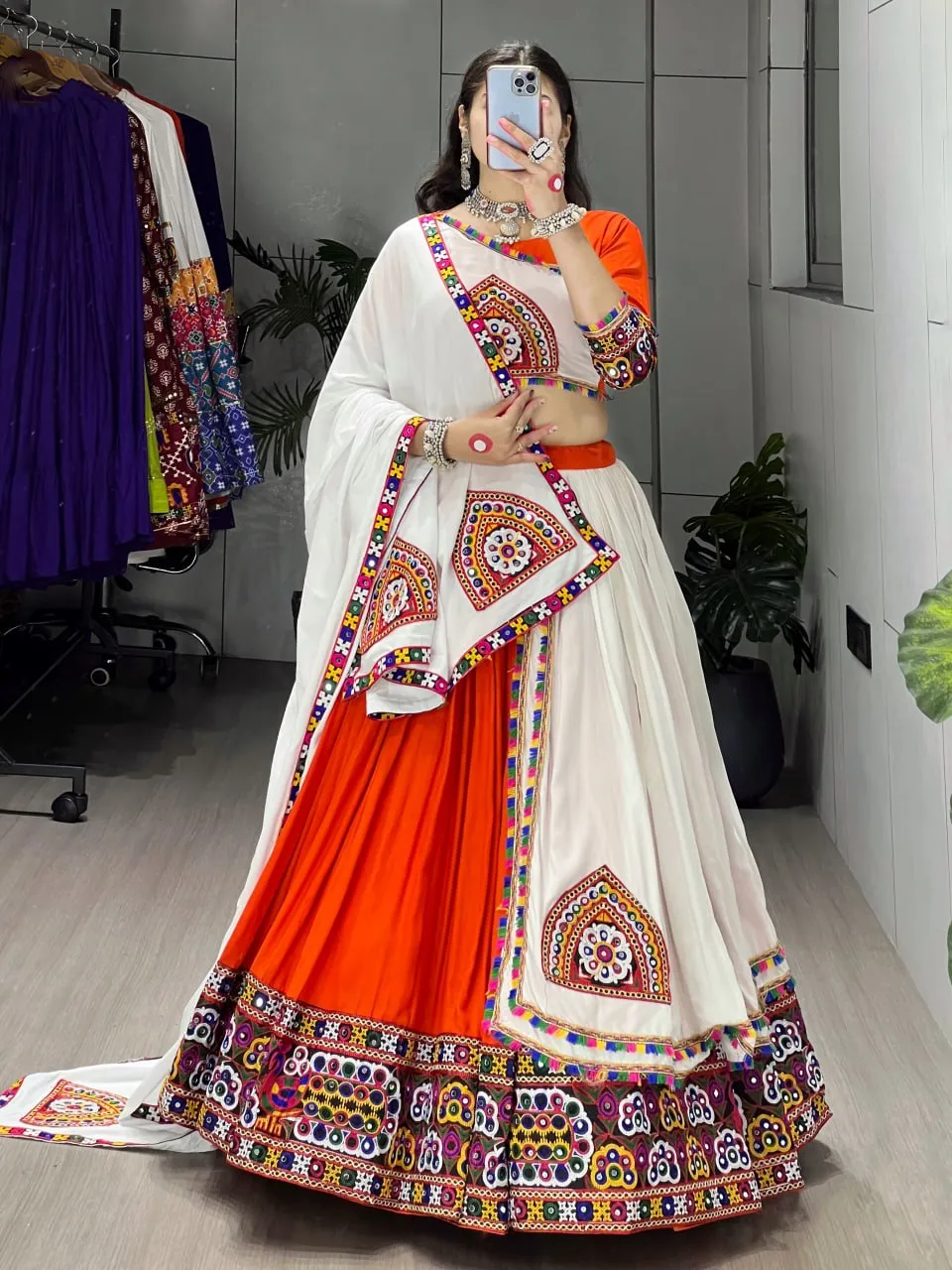 Buy WMT 8050 Rayon Cotton Gamthi Mirror Work Tranding Navratri Collection 2026