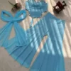 Beautiful Deepika 1590 Georgette Mirror Work Sky Blue Top Gharara Dupatta Set 2026