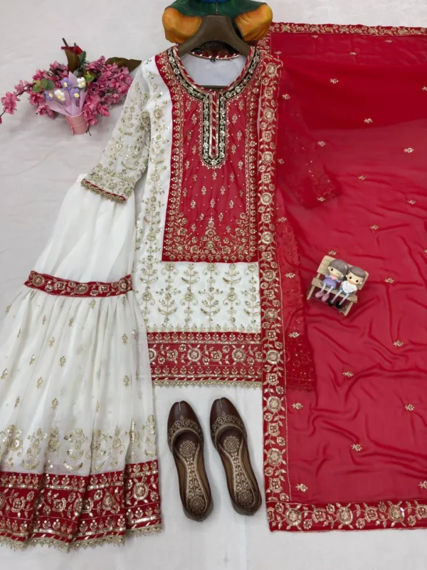 Stylish C585 1460 Georgette Embroidery Wedding Pakistani Sharara Suit Wholesale Surat 2026
