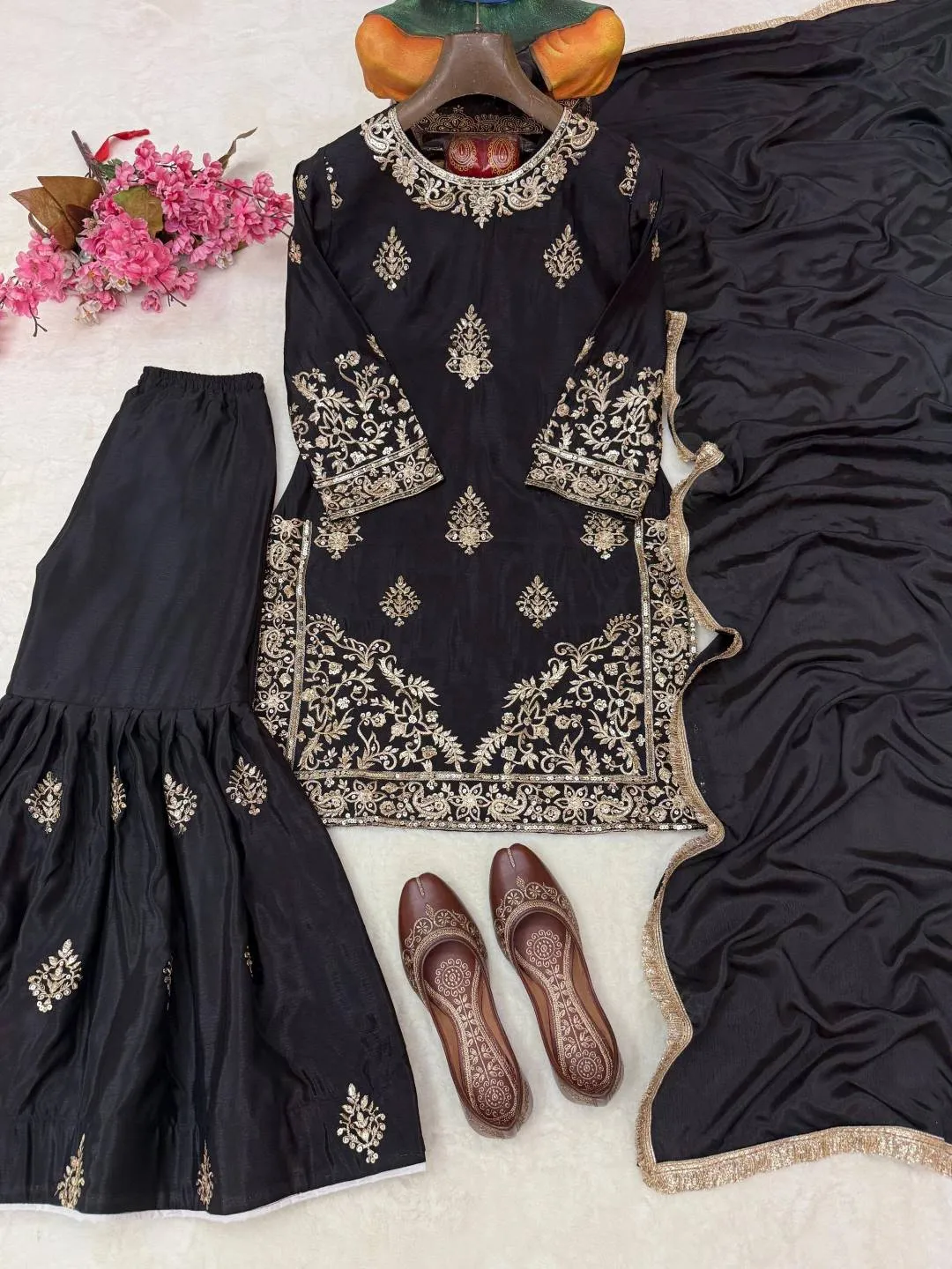 Launching C585 1462 Chinon Silk Embroidery Festival Readymade Dress Wholesale Surat 2026