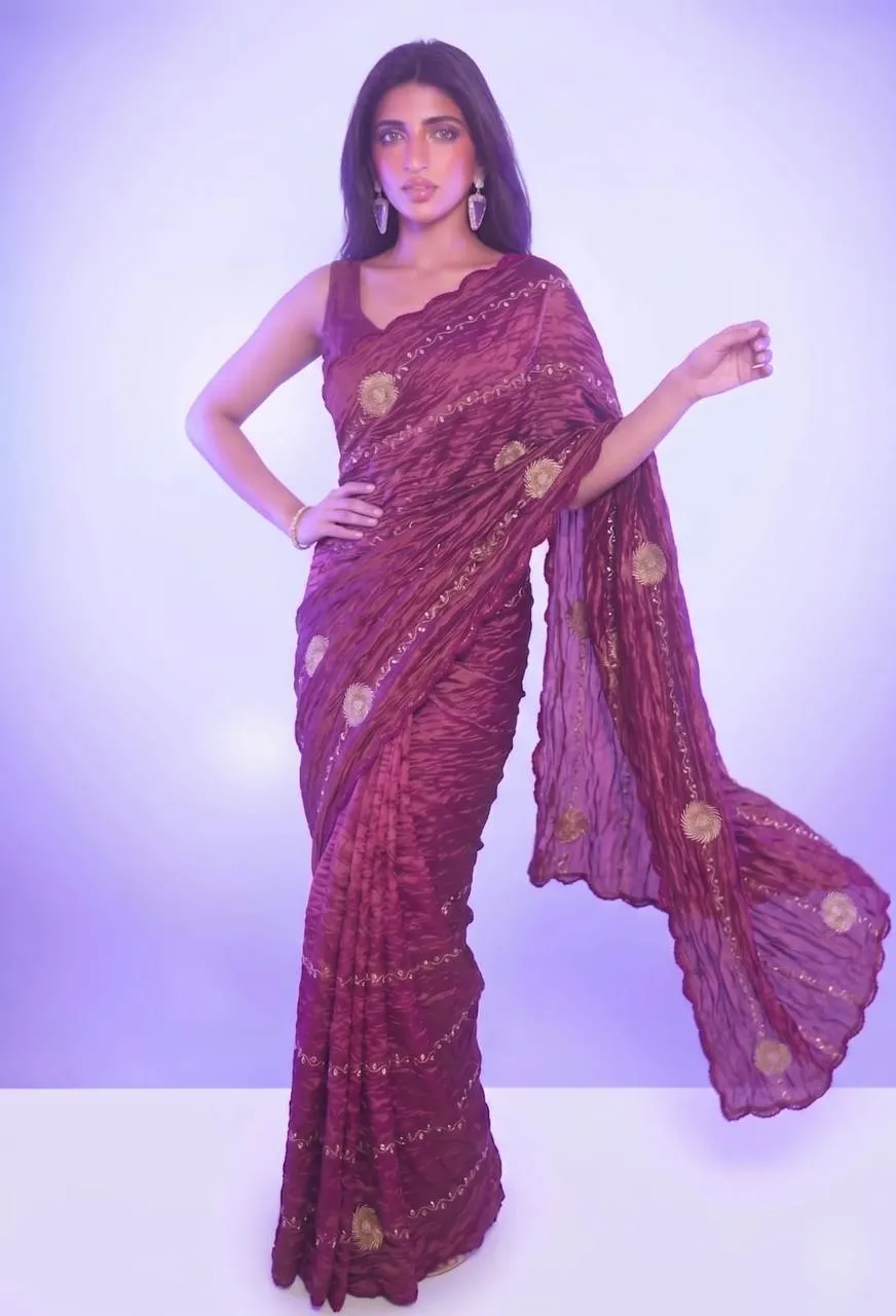 Launching RGS Gold Crush Sequence Work Party Wear Saree Wholesale Surat 2026