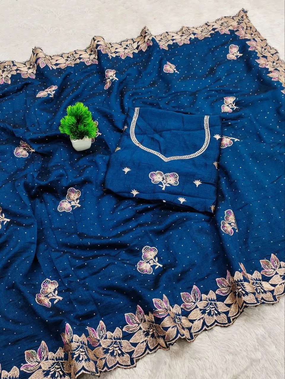 Buy RC1 Vichitra Silk Zari Embroidery Work Festival Saree Collection 2026