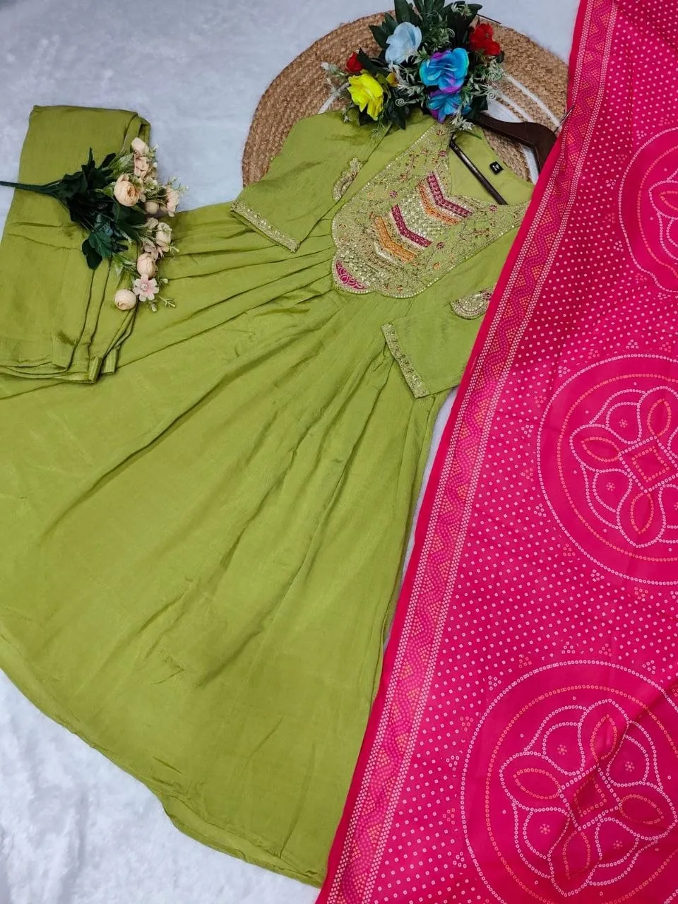 Zarin 08 Chinon Silk Embroidery Gown Pant Dupatta Collection