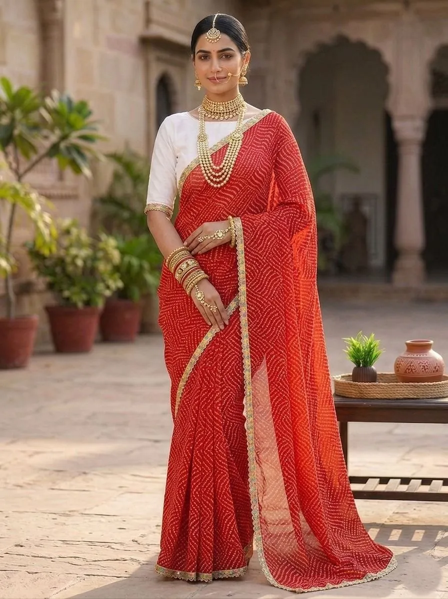 Launching SS180 Rekha Georgette Bandhani Printed Daily Wear Saree Collection 2026