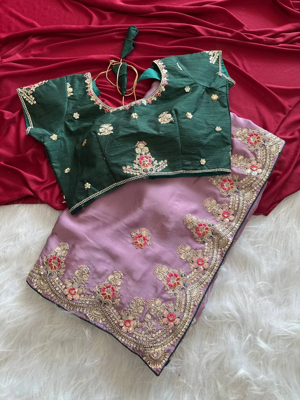 Stylish MHV Sara Fandy Silk Embroidery Work Festival & Wedding Saree 2026