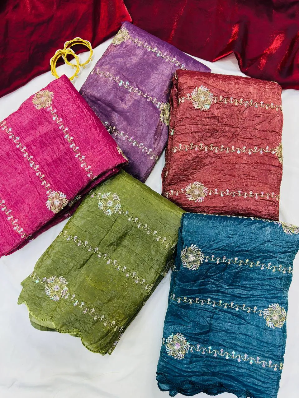 Launching RGS Gold Crush Sequence Work Party Wear Saree Wholesale Surat 2026