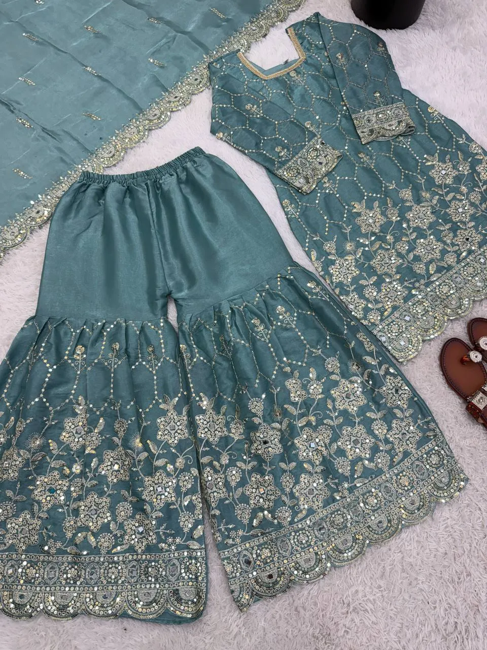 Buy Sabina 1712 Gmy Silk Embroidery Wedding Pakistani Gharara Suti Wholesale Surat 2026