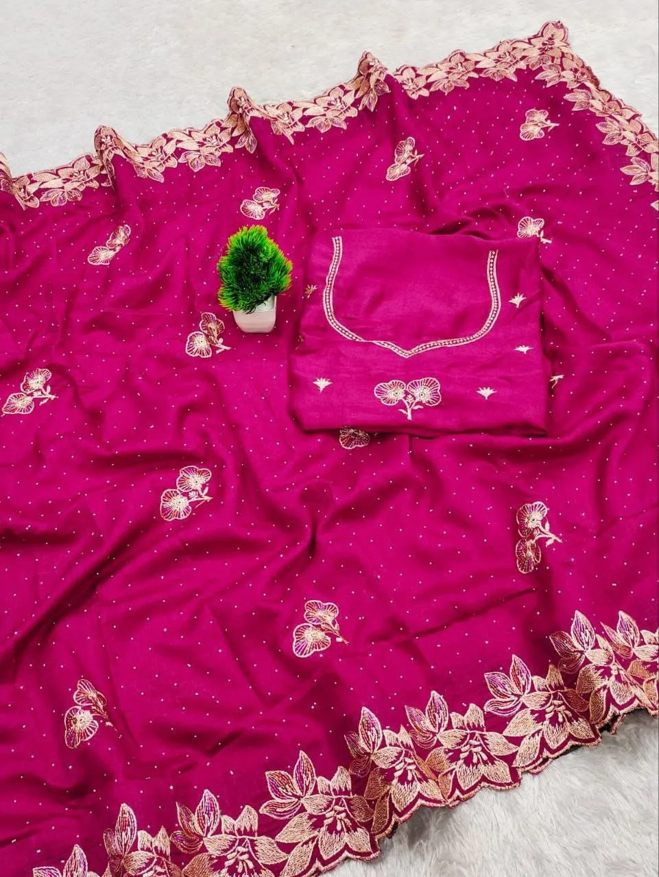 Buy RC1 Vichitra Silk Zari Embroidery Work Festival Saree Collection 2026