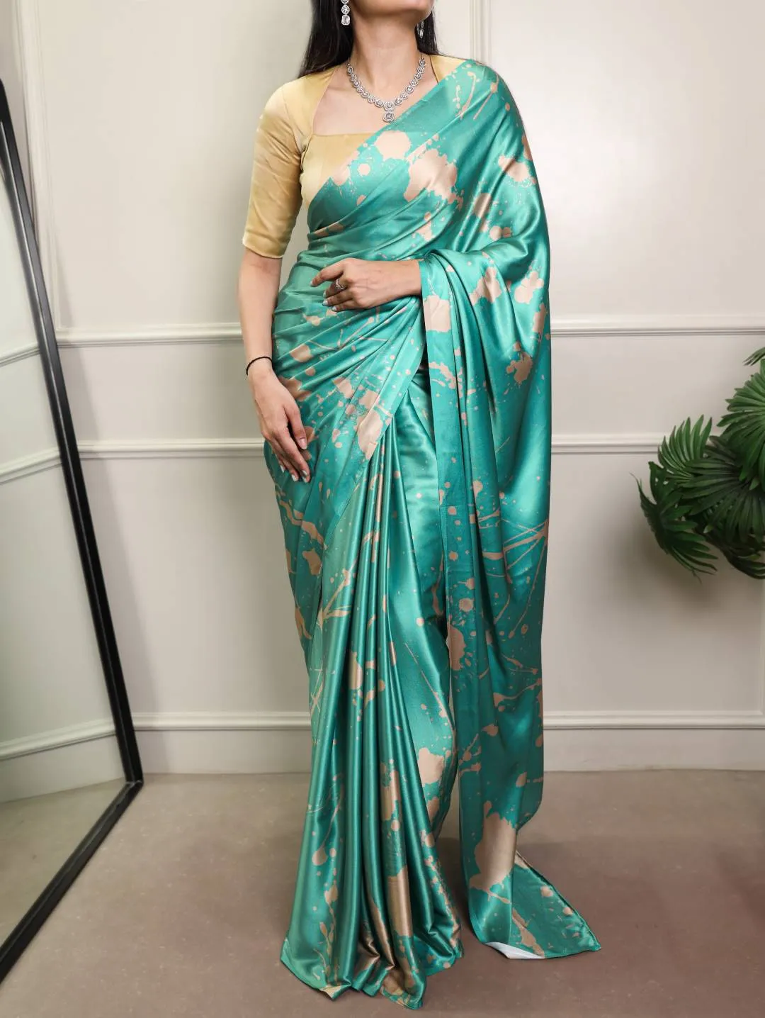 WMN 7012 Kalyzaa Satin Silk Printed Party Wear Sraee Online