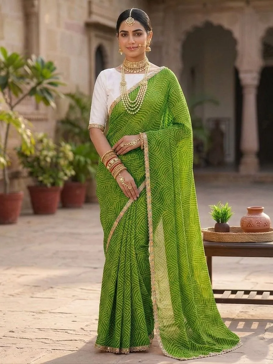 Launching SS180 Rekha Georgette Bandhani Printed Daily Wear Saree Collection 2026