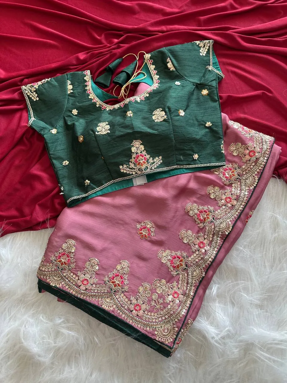 Stylish MHV Sara Fandy Silk Embroidery Work Festival & Wedding Saree 2026