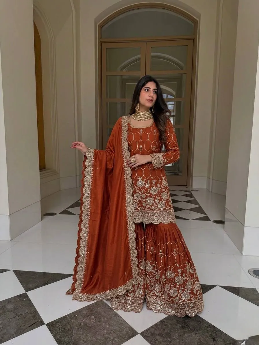 Buy Sabina 1712 Gmy Silk Embroidery Wedding Pakistani Gharara Suti Wholesale Surat 2026