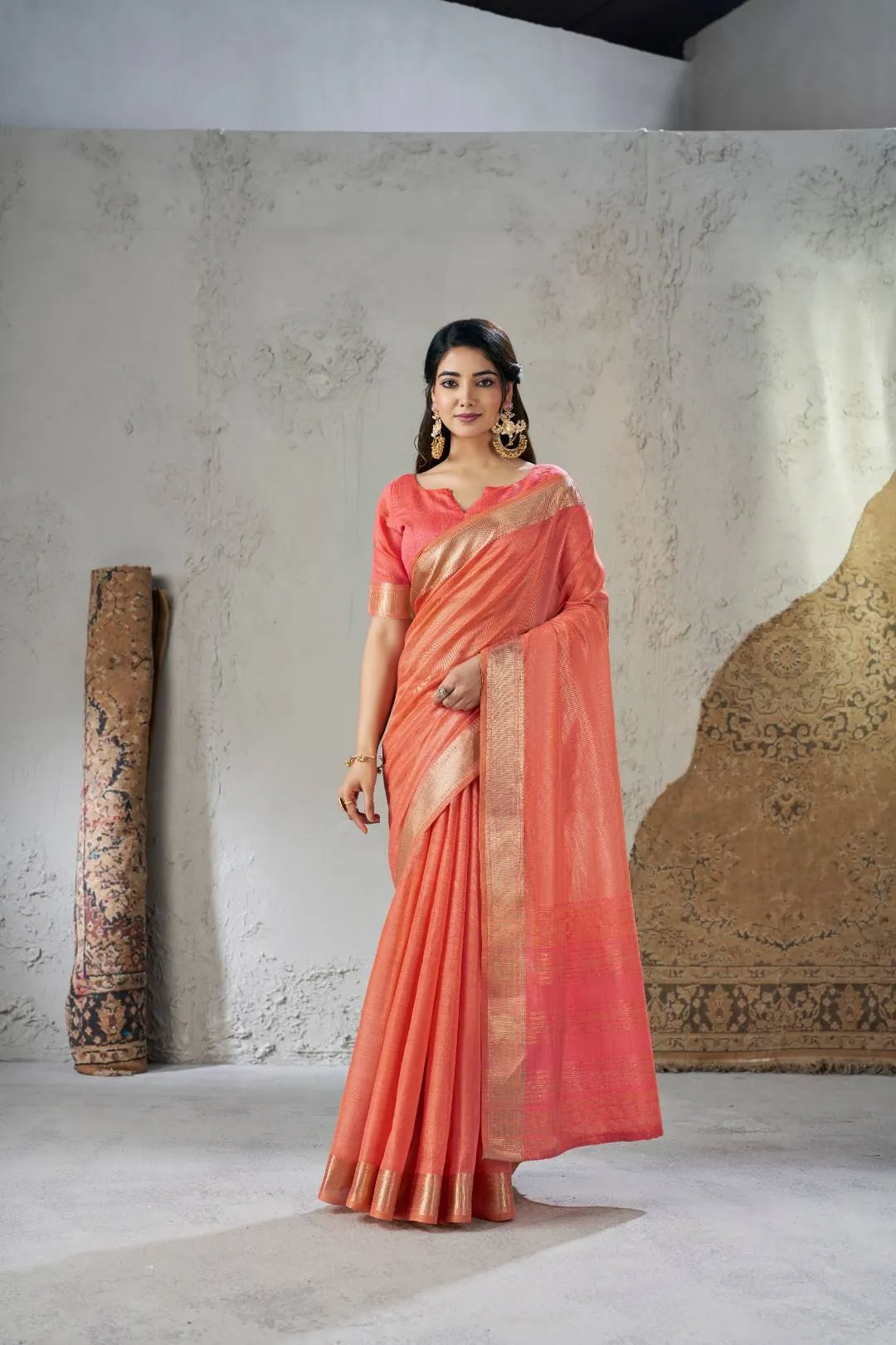 Launching Laxmi 1062 Linan Cotton Silk Weaving Party Wear Saree Wholesale Surat 2026