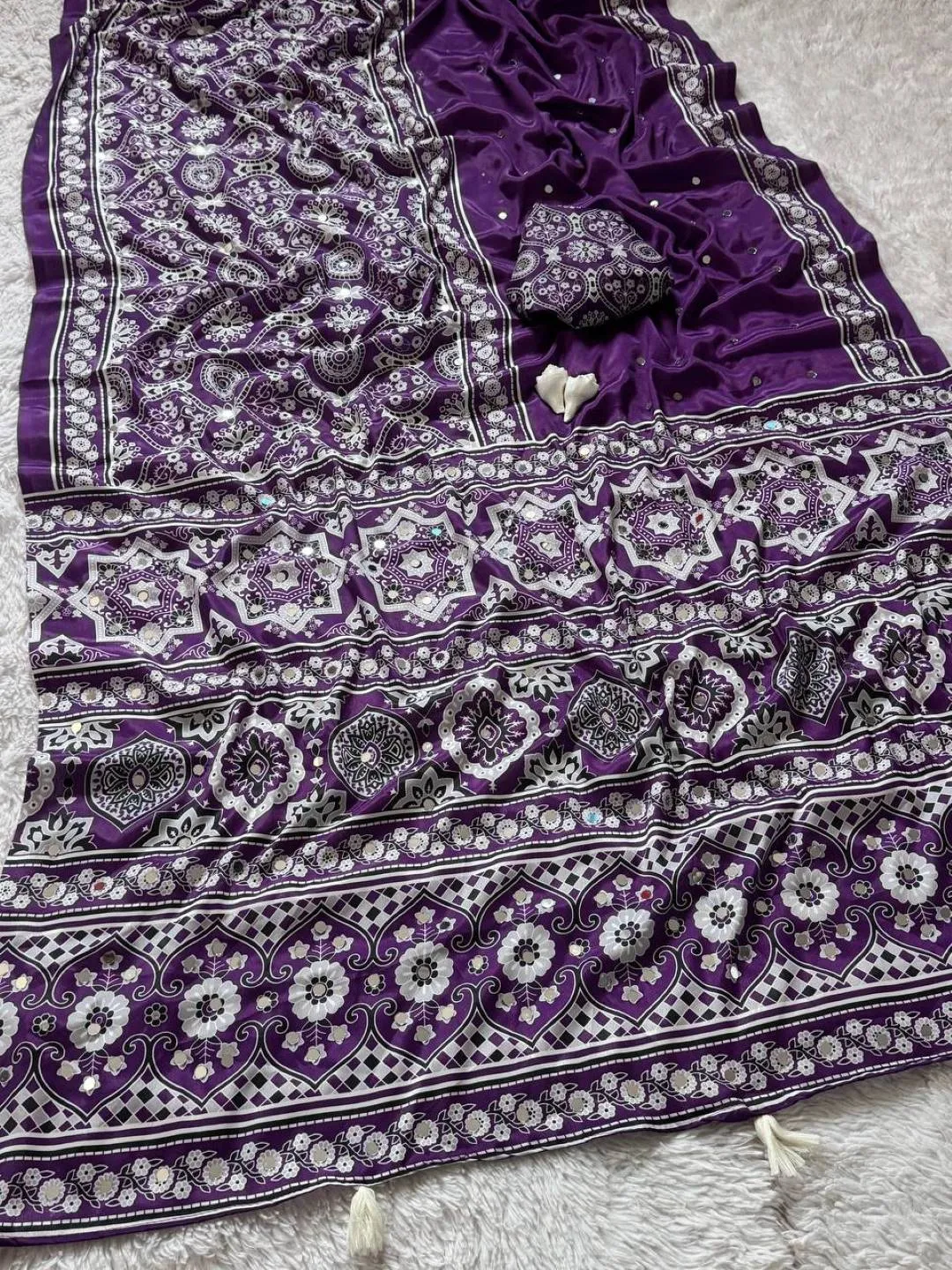 Launching WMS Model Silk Tranding Ajarakh Printed Saree Wholesale Surat 2026