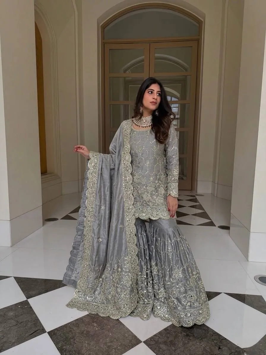 Buy Sabina 1712 Gmy Silk Embroidery Wedding Pakistani Gharara Suti Wholesale Surat 2026