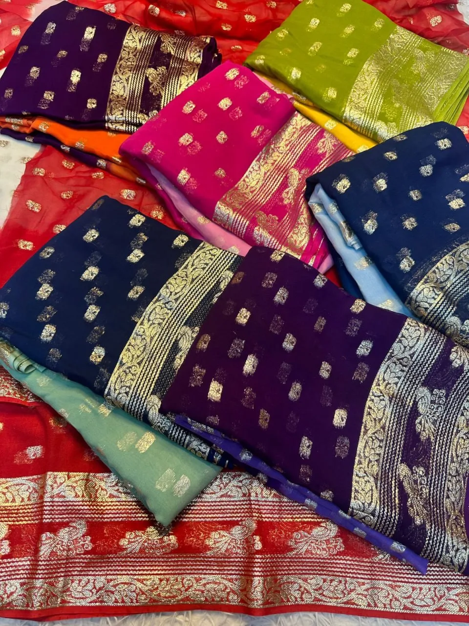 SNT Pure Viscose Georgette Saree With Jacquard Border