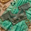 WMS Fandy Satin Embroidery Theard Work Wedding Wear Saree Collection