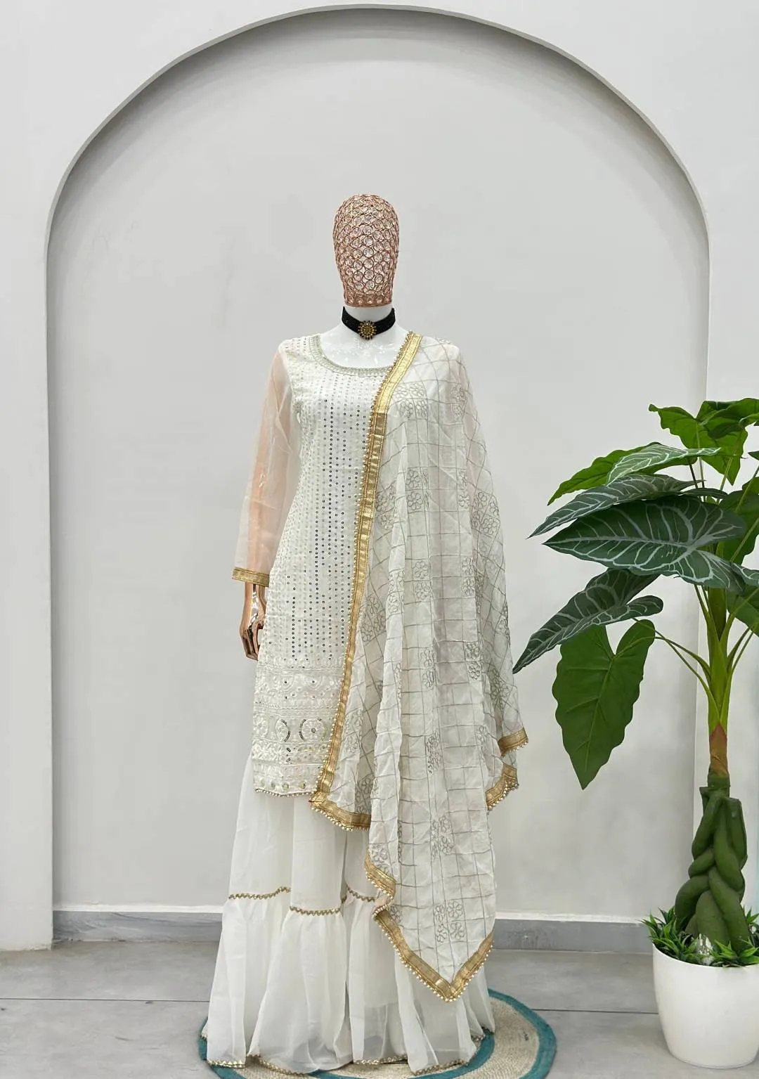 Stylish DKT 5065 Georgeet Embroidery Work Sharara Suit Eid Collection 2026