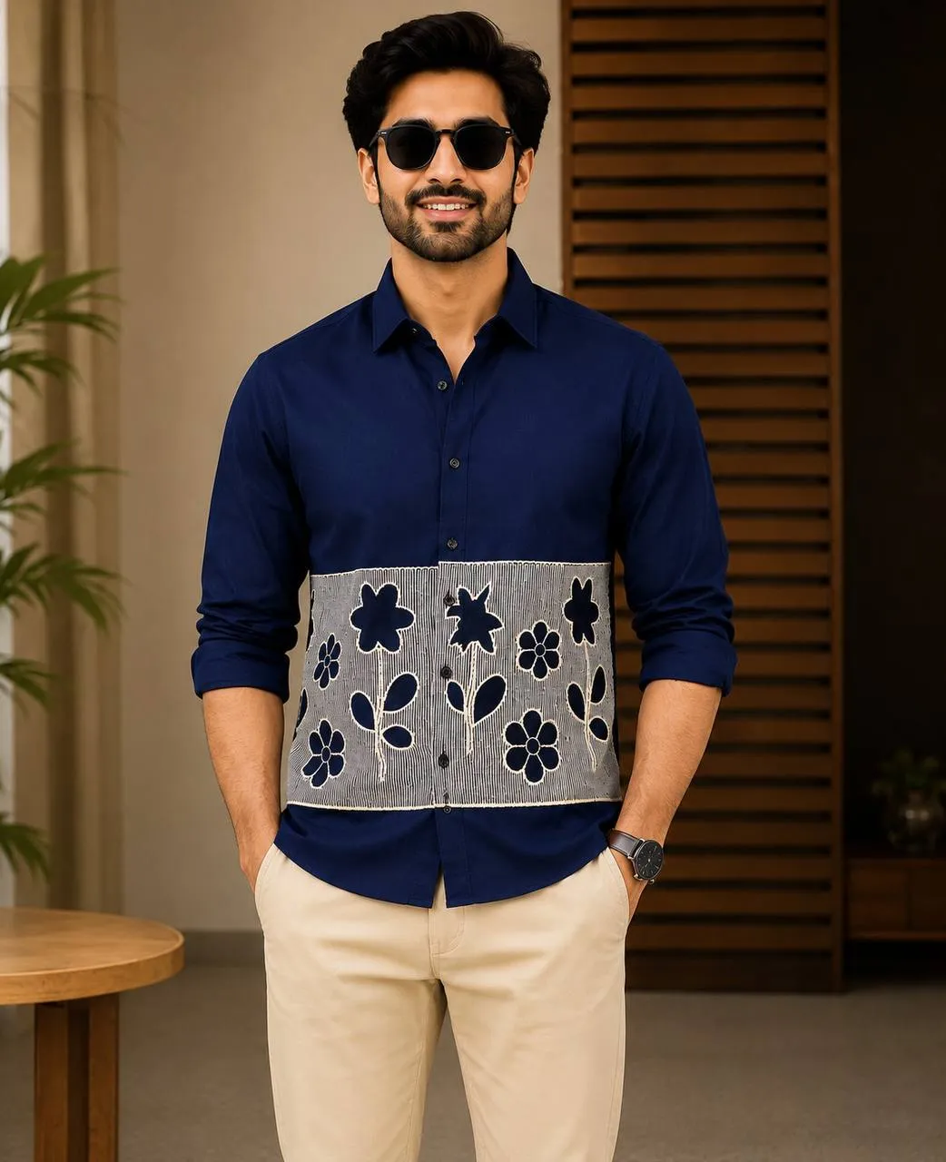 LTT Vol 103 Dobby Cotton Embroidery Work Office Wear Shirt For Men
