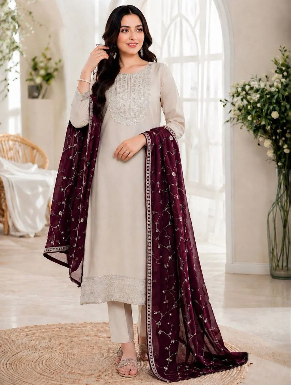 Beauty J 1022 Roman Silk Embroidery Designer Party Wear Readymade Dress