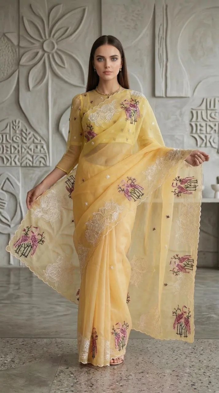 RBC Hansini Organza Thread Embroidery Work Party Wear Designer Saree