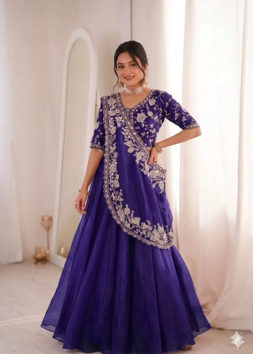 Madhuri 191 Crunshi Embroidery Sequence Work Ready To Wear Saree Online