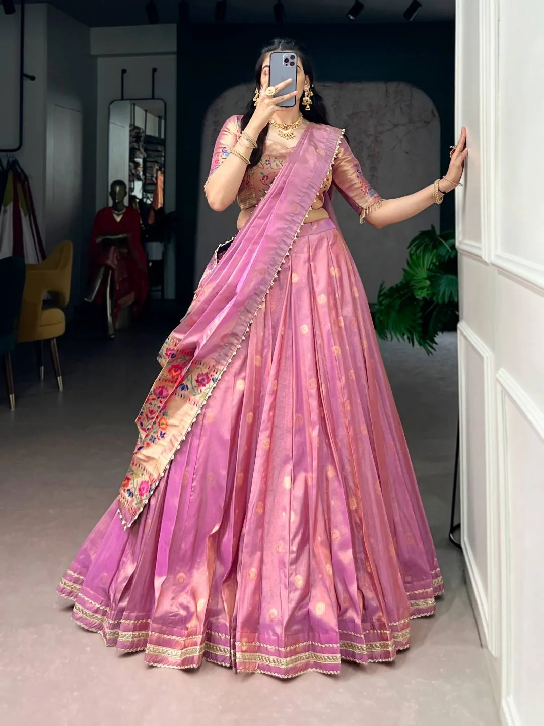 WMN 2021 Shimmer Zari Weaving Work Lehenga Choli Collection