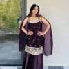 FFD Fandy Embroidery Work Wine Readymade Palazzo Suit