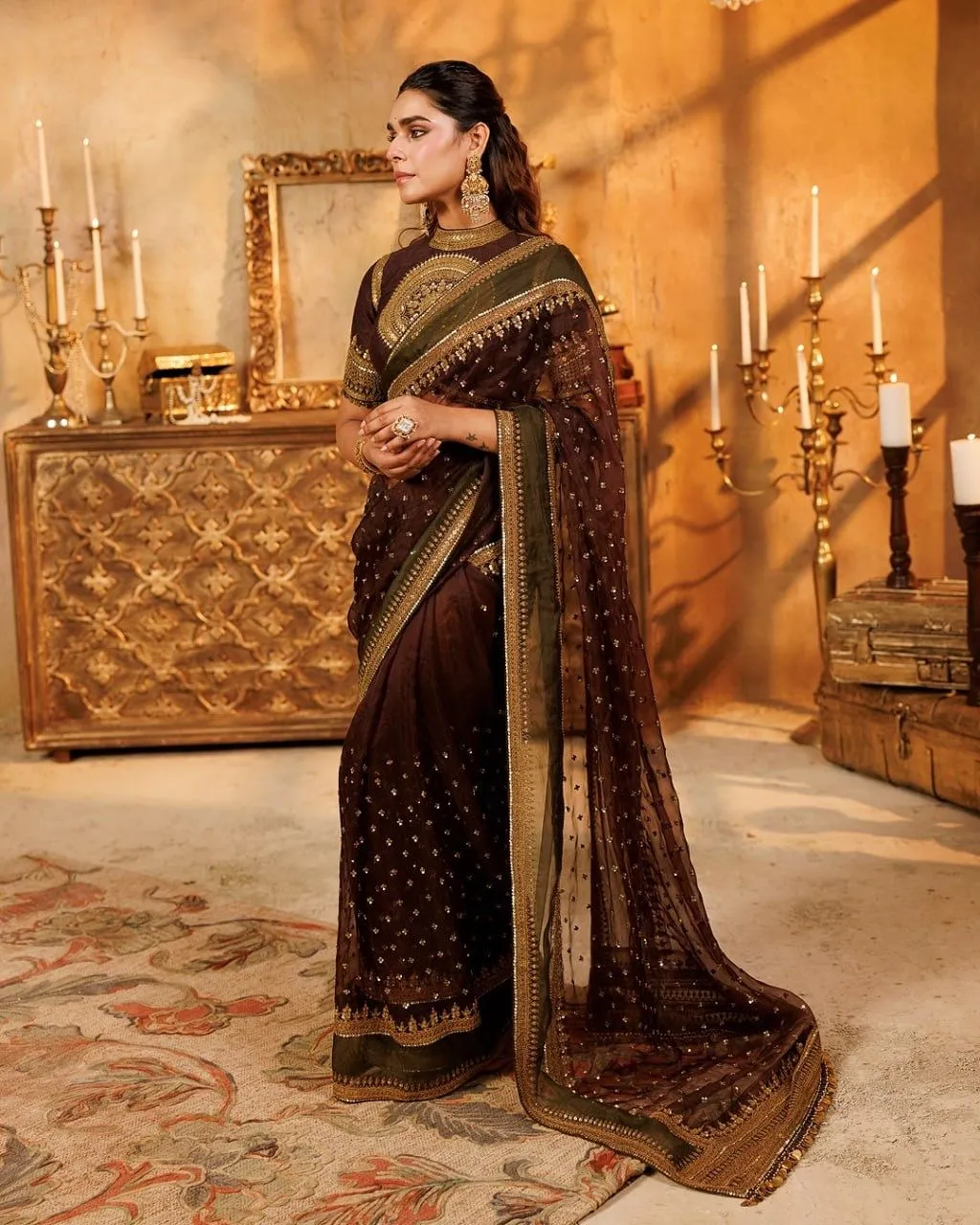 Deepika 630 Tibby Silk Designer Thread Sequence Work Saree