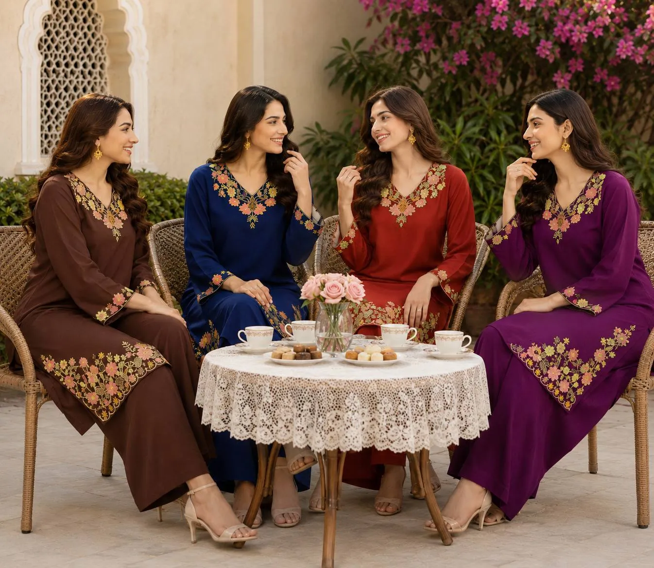 SS2016 Kitty Rayon Embroidery Work Office Wear Kurti Pant Set