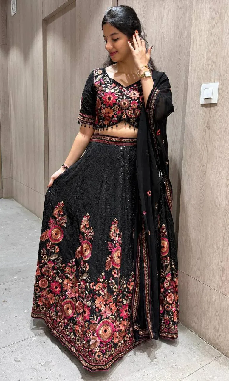 SBD 1772 Georgette Sequence Embroidery Work Party Wear Lehenga Choli