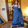 ATQ Rayon Slub Printed Kurti Palazzo With Dupatta Set