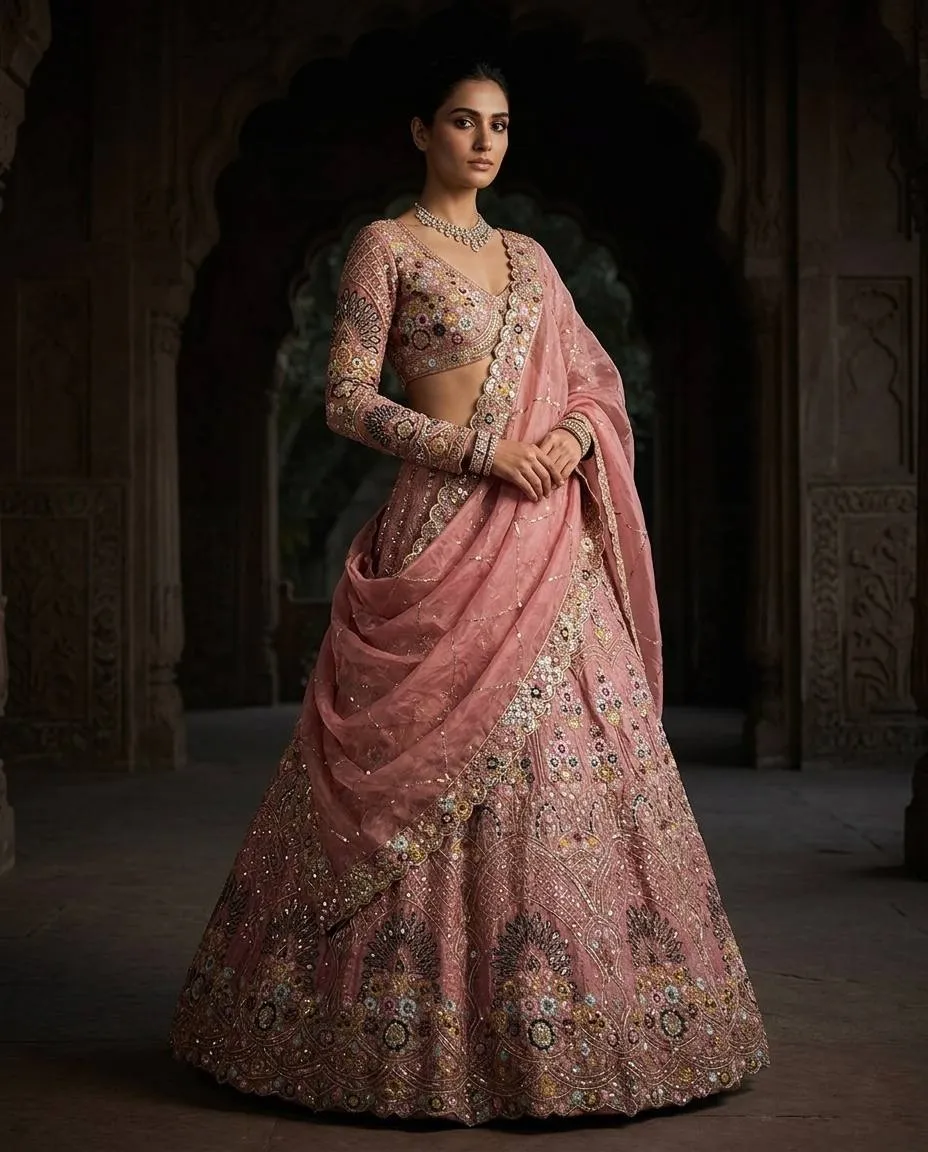 SBD 1773 Gold Crush Embroidery Lehenga Choli Exporter Online