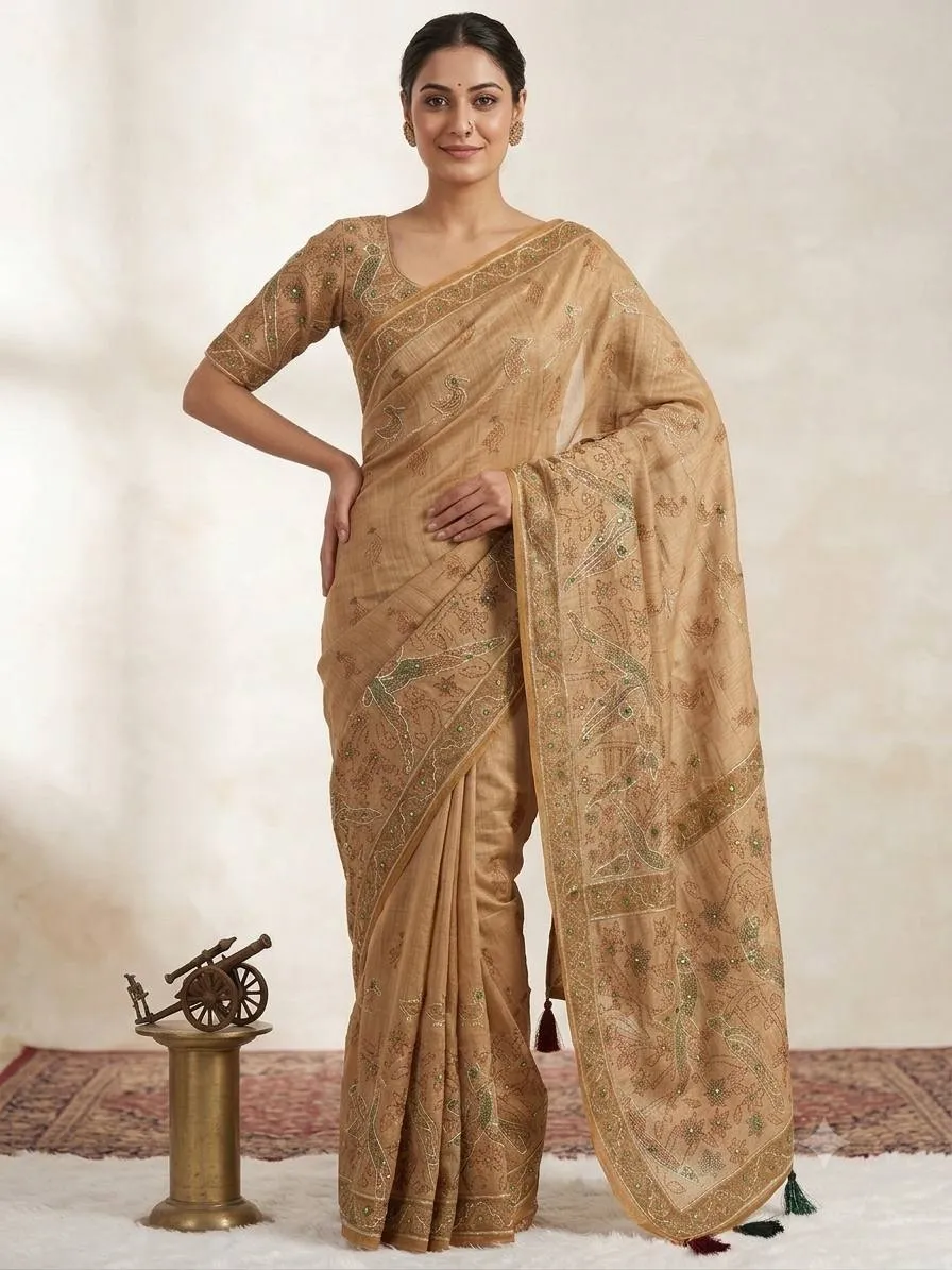 Kusum 872 Priya Simar Silk Printed Khatli Work Saree