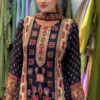 ASD 7110 Chinon Silk Printed Trending Durgapuja Kurti Palazzo With Dupatta