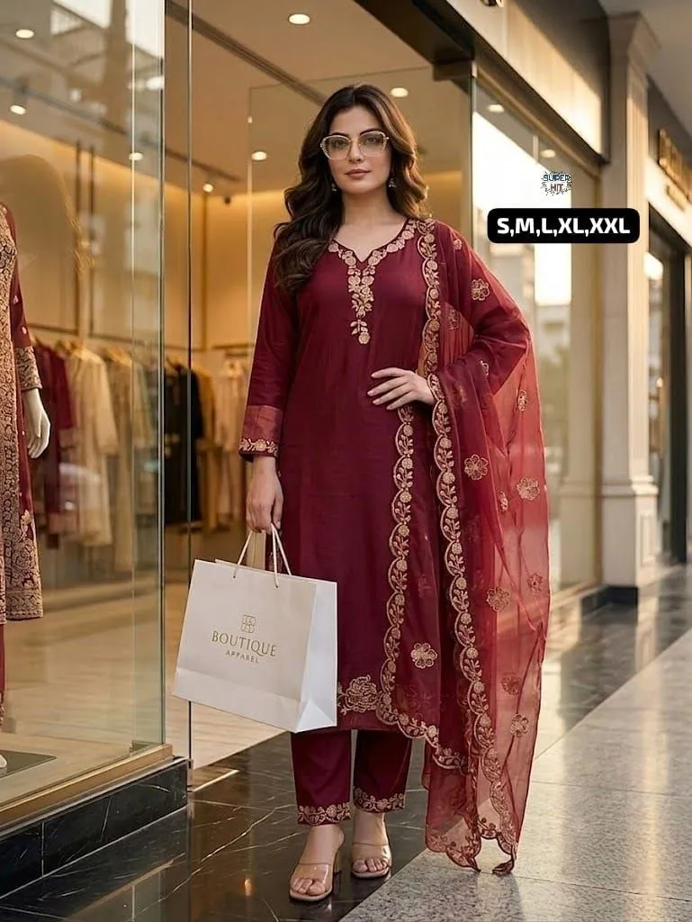 Laxmy 2160 Roman Silk Embroidery Work Party Wear Readymade Dress