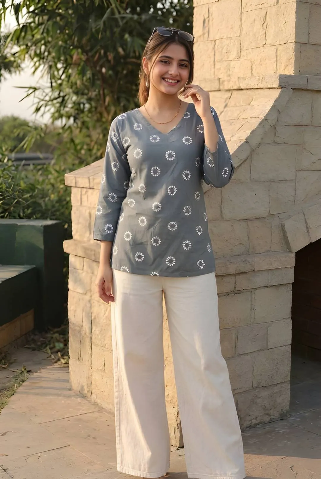 Shiv 1065 Cotton Printed Office & Daily Wear Short Kurti For Woven