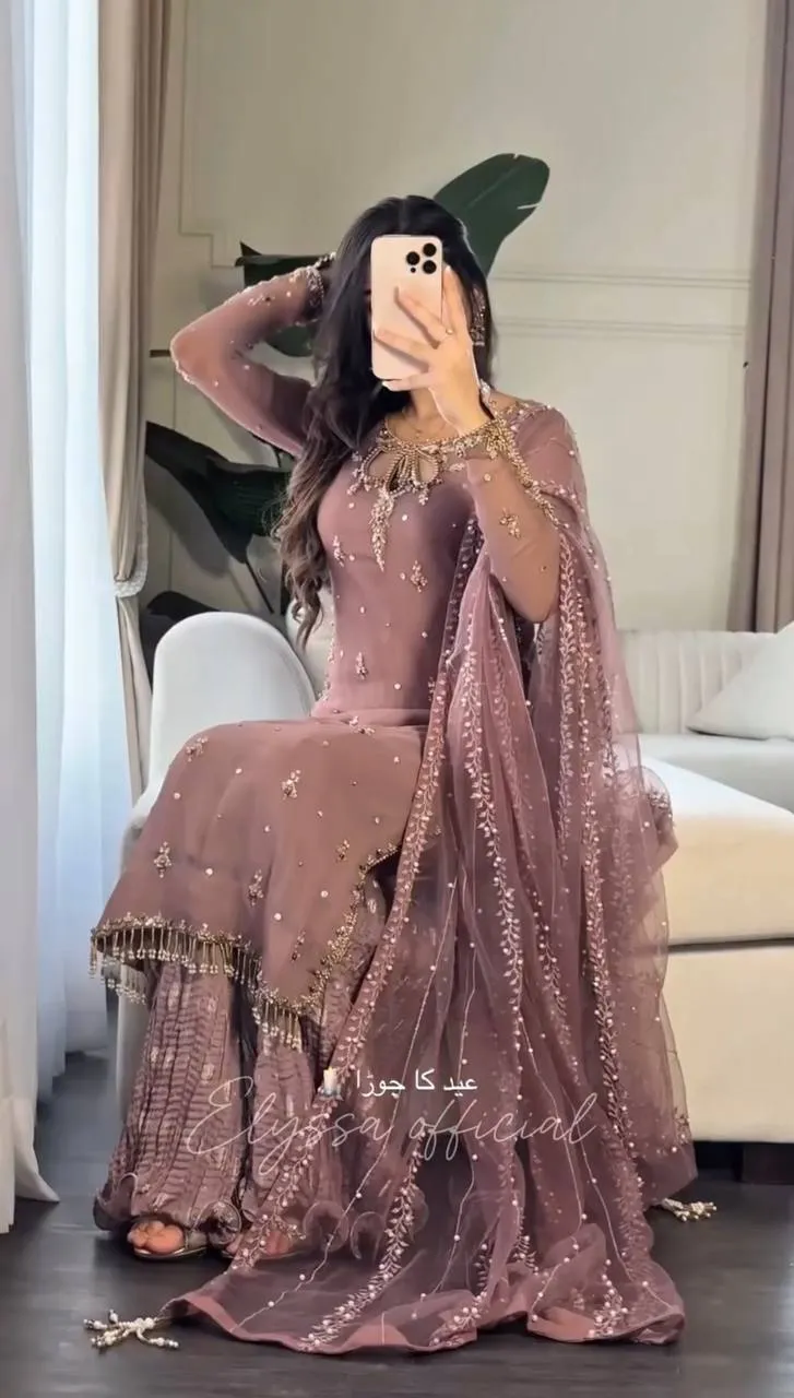 Sabina 5264 Georgette Embroidery Work Combo Party Wear Sharara Suit