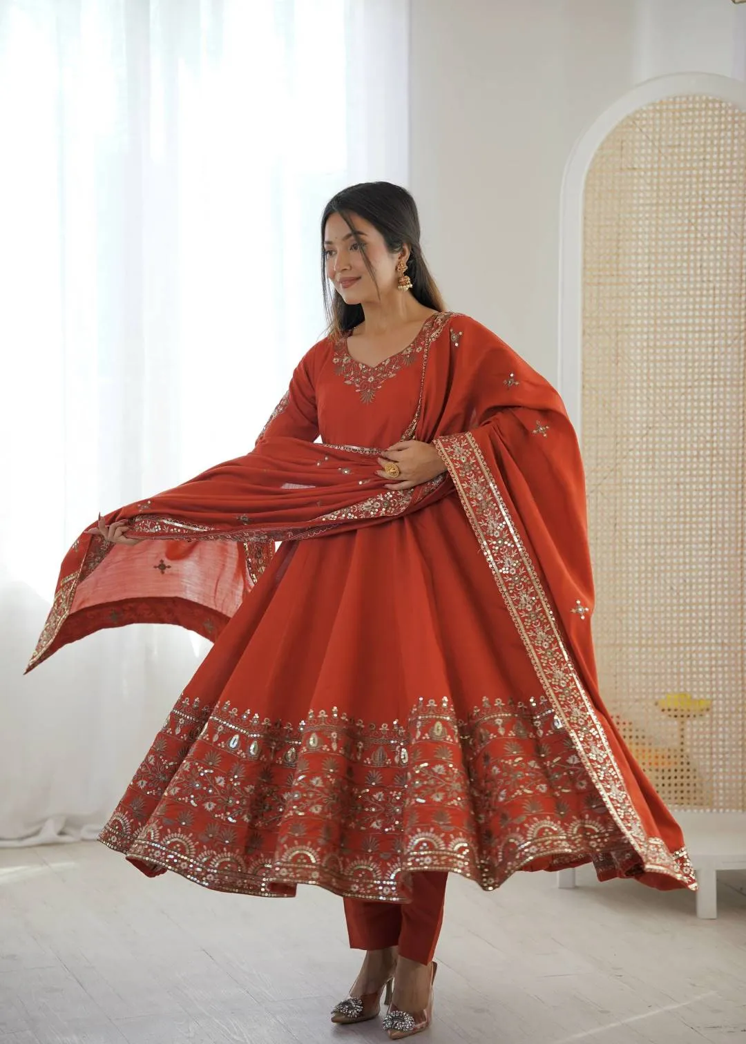 Sabina 5016 Roman Silk Embroidery Work Wedding Anarkali Gown