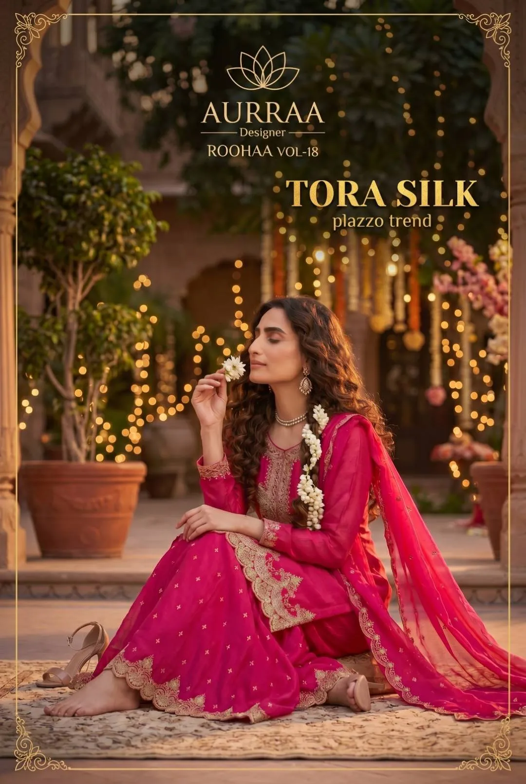 Aashirwad Mumtaz Chinon Silk Wedding Pakistani Sharara Suit