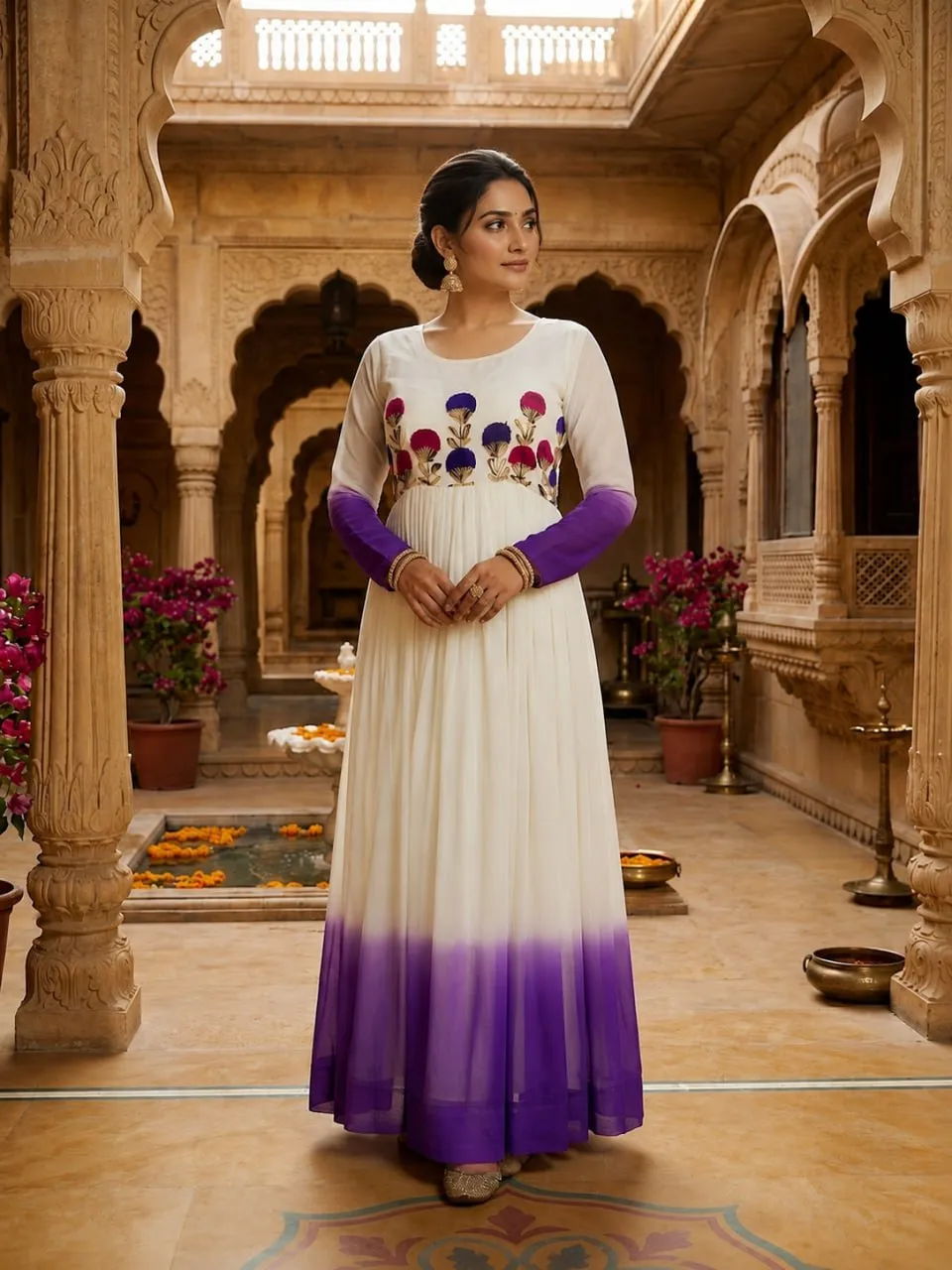 Moni 1263 Georgette Embroidery Thread Work Trending Gown