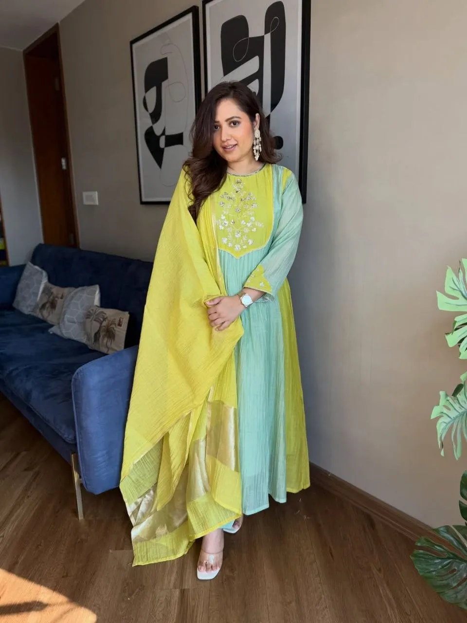 Yasu Sindhu Mul Chanderi Zari Hand Work Readymade Dress