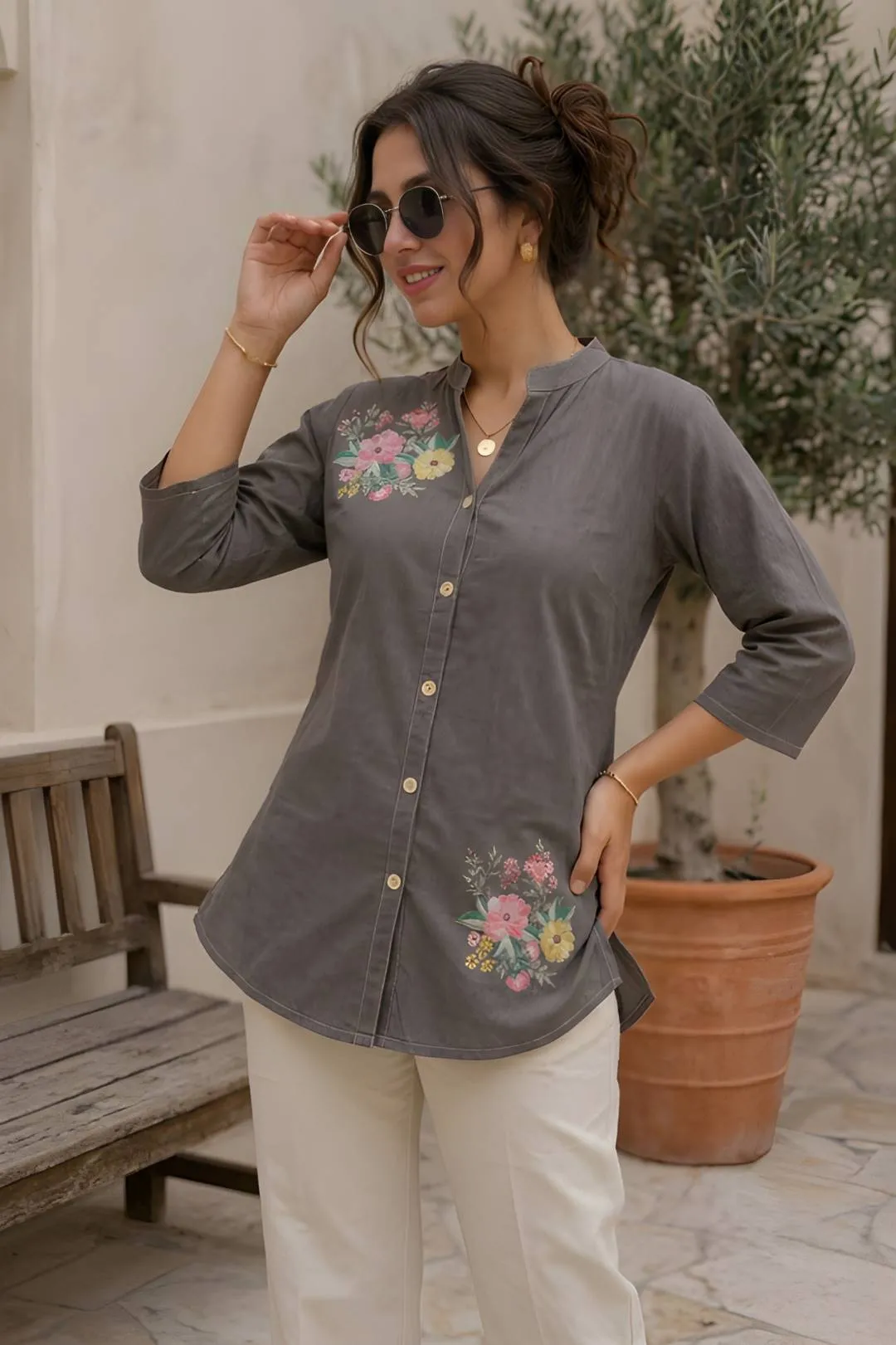 Shiv 1073 Cotton Flower Printed Office Wear Shirt For Woven