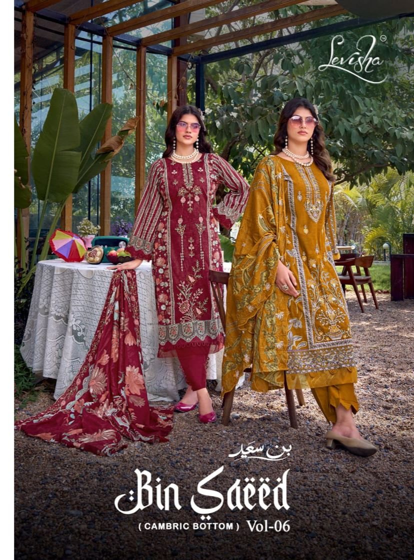 Levisha Bin Saeed Vol 06 Cambric Cotton Printed Dress Material Wholesale