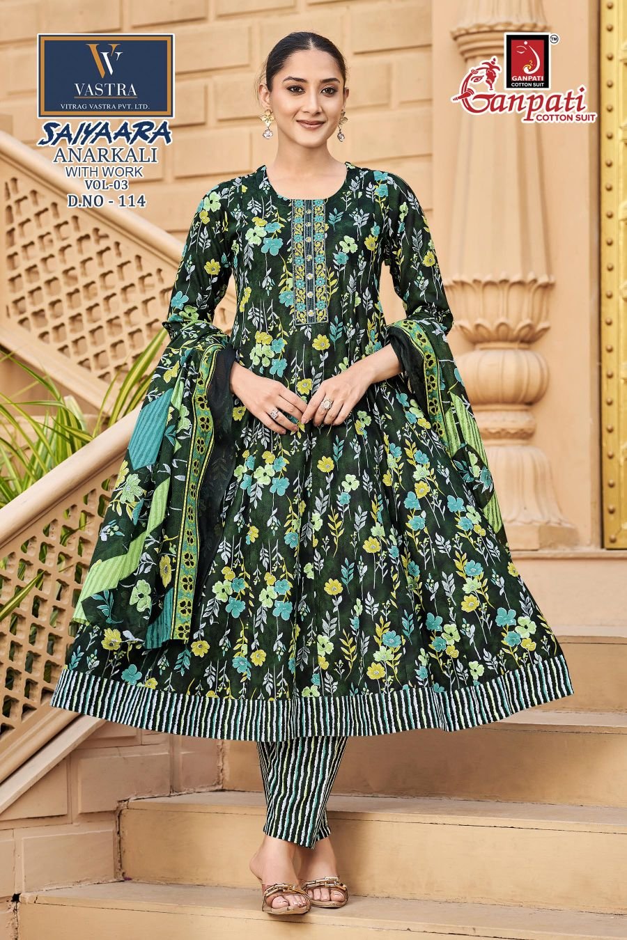 Latest Ganpati Saiyaara Vol 3 Readymade Cotton Anarkali Kurti Set Wholesale 2026