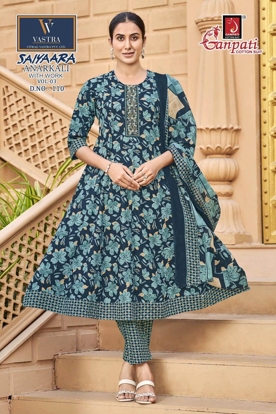 Latest Ganpati Saiyaara Vol 3 Readymade Cotton Anarkali Kurti Set Wholesale 2026