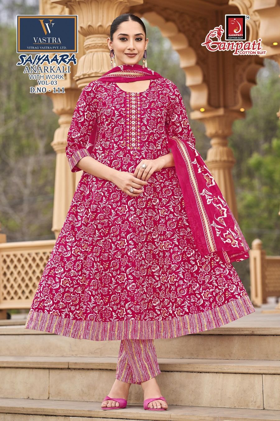 Latest Ganpati Saiyaara Vol 3 Readymade Cotton Anarkali Kurti Set Wholesale 2026