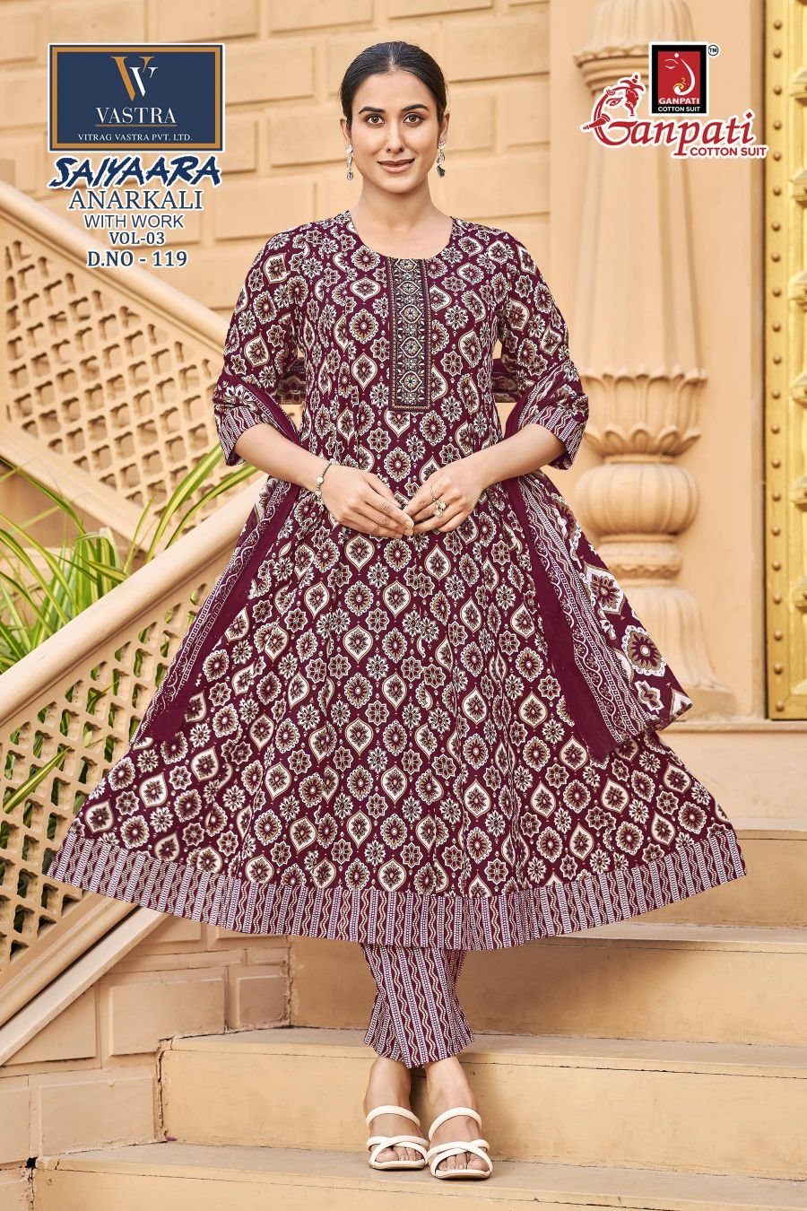 Latest Ganpati Saiyaara Vol 3 Readymade Cotton Anarkali Kurti Set Wholesale 2026