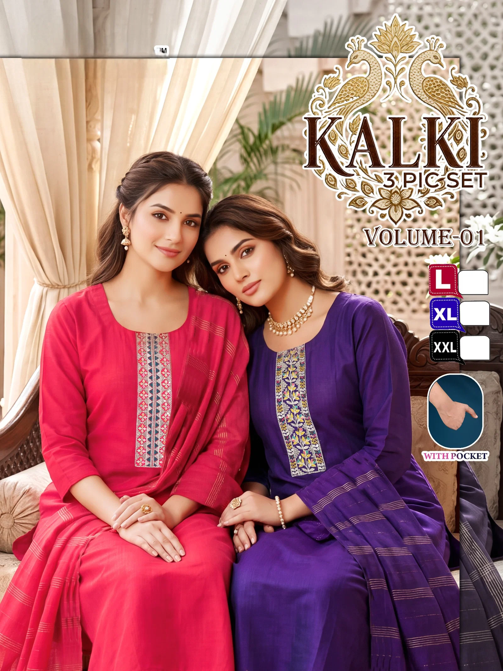 Kalki Vol 1 Vertican Sequence Worked Kurti With Bottom Dupatta Wholesale