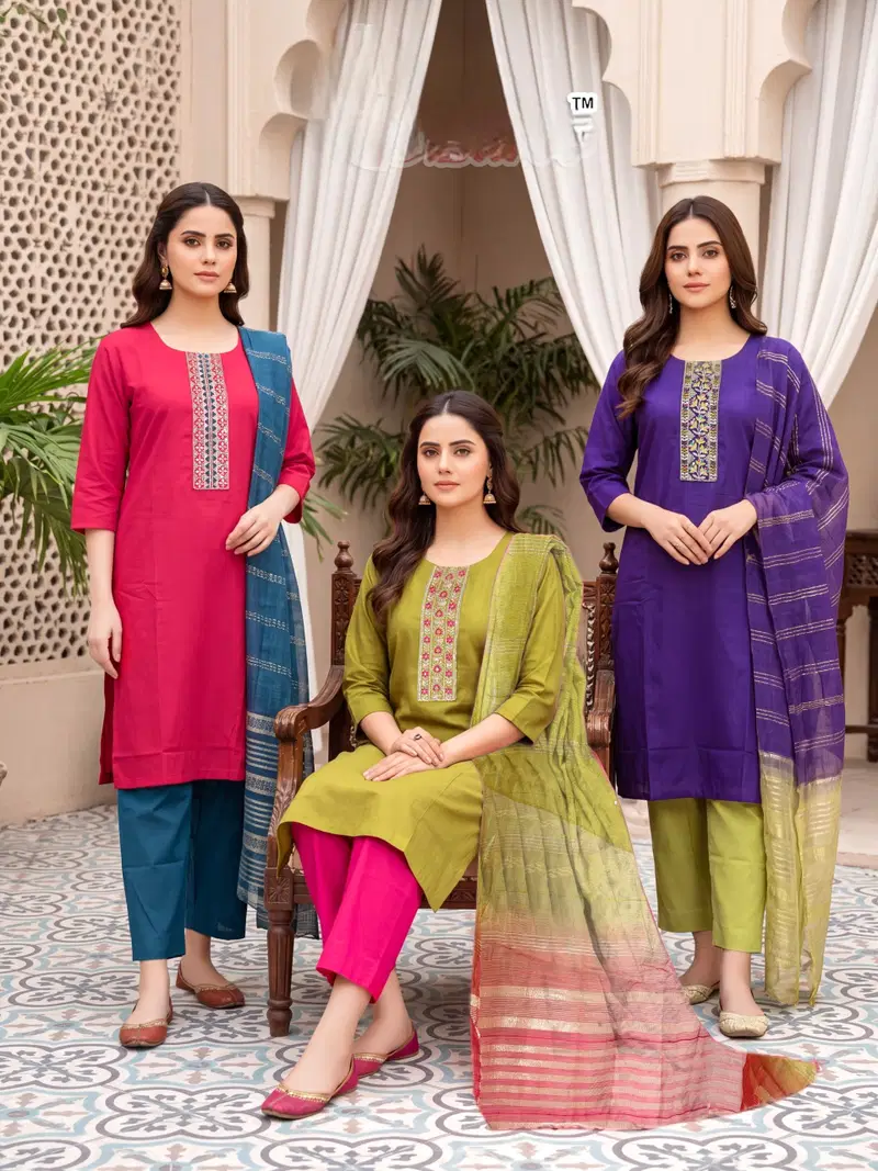 Latest Kalki Vol 1 Vertican Sequence Worked Kurti With Bottom Dupatta Wholesale 2026